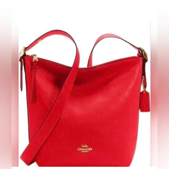 Coach C2818 Red Apple Pebbled Leather Shoulder Val Duffle Crossbody Hand Bag NWT - Picture 4 of 14